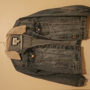 Denim Jacket Small with fleece collar